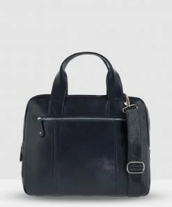 Cobb & Co Turner Leather Laptop Satchel Navy