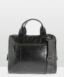 Cobb & Co Turner Leather Laptop Satchel Black