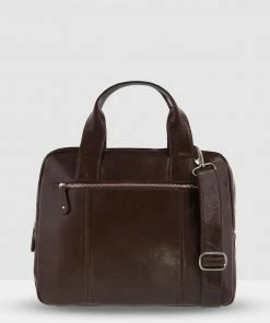 Cobb & Co Turner Leather Laptop Satchel Cognac