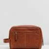 Double Oak Mills George Leather Washbag Tan