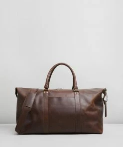 Double Oak Mills Lyle Leather Weekender Brown