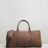 Double Oak Mills Teddy Leather Weekender Brown