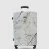 JETT BLACK White Marble Medium Suitcase White Grey Marble