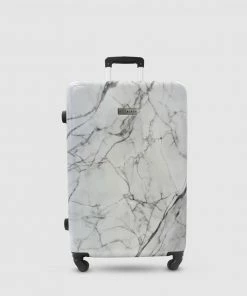 JETT BLACK White Marble Medium Suitcase White Grey Marble
